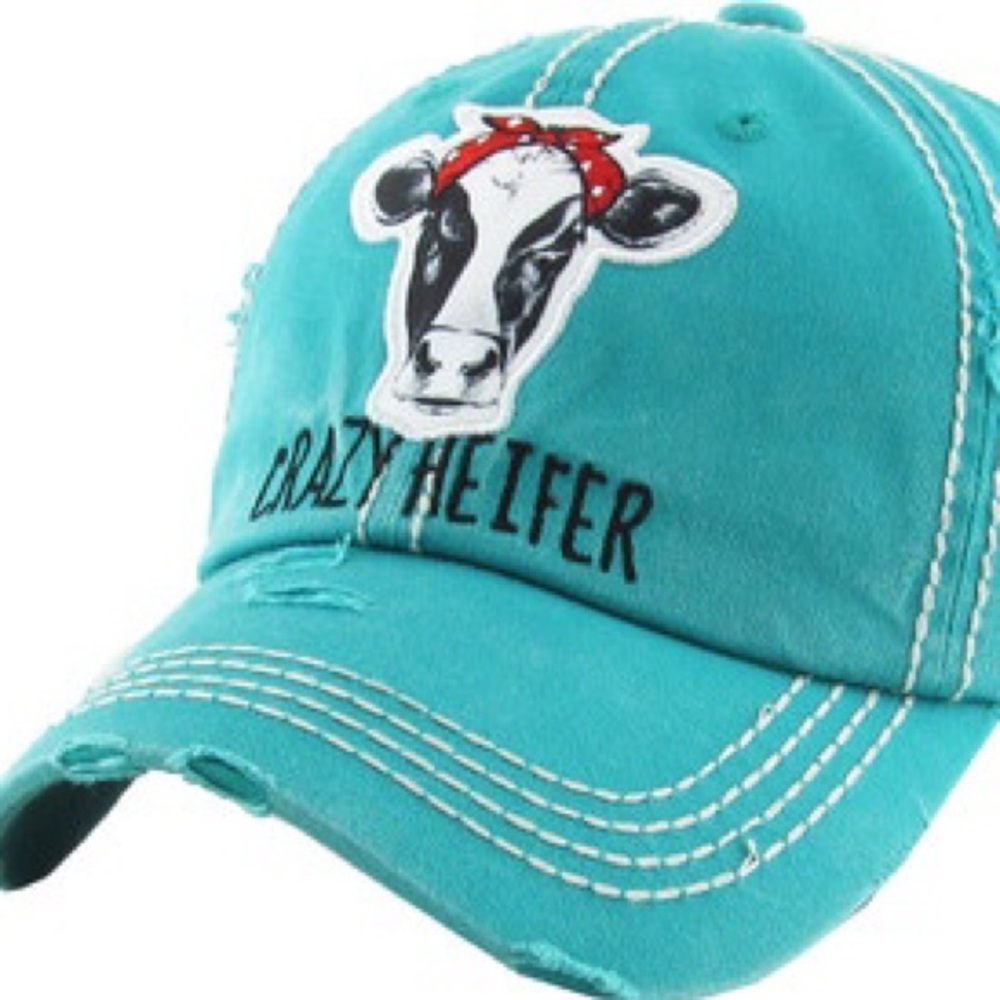 CRAZY HEIFER Distressed Vintage Ballcap - Picture 2 of 10
